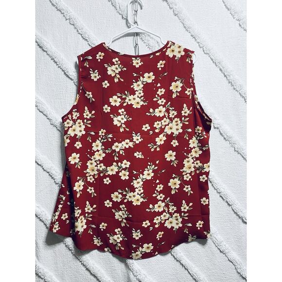 Aligaduo Summer Women’s V-neck Tunic Shirt Red Floral 2XL - Picture 4 of 4